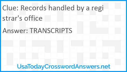 Records handled by a registrar's office Answer