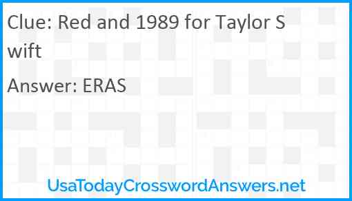 Red and 1989 for Taylor Swift Answer