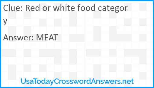 Red or white food category Answer