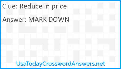 Reduce in price Answer