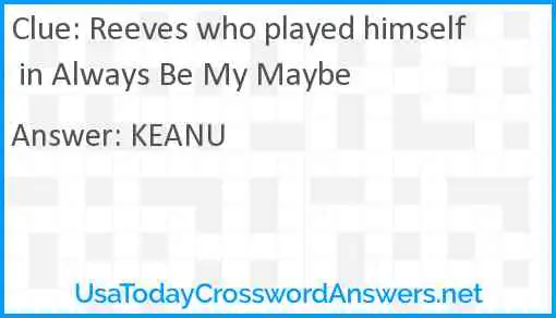 Reeves who played himself in Always Be My Maybe Answer