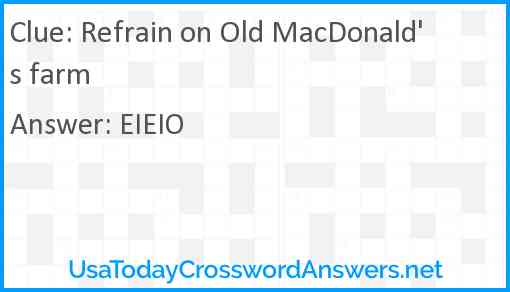 Refrain on Old MacDonald's farm Answer