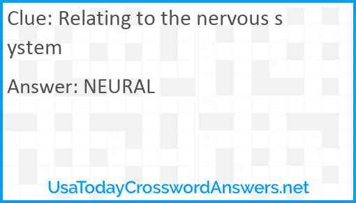 Relating to the nervous system Answer