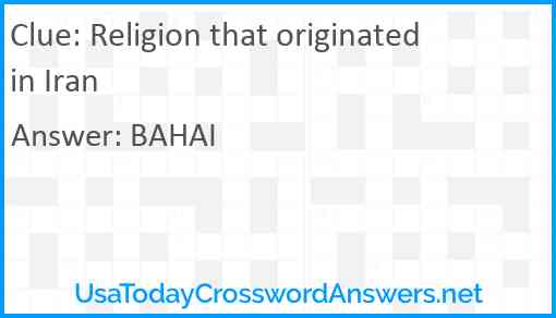 Religion that originated in Iran Answer