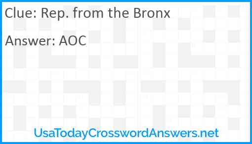 Rep. from the Bronx Answer