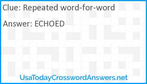 Repeated word-for-word Answer