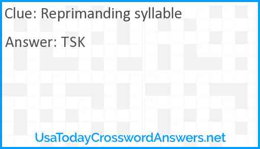 Reprimanding syllable Answer