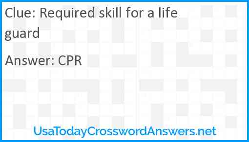 Required skill for a lifeguard Answer