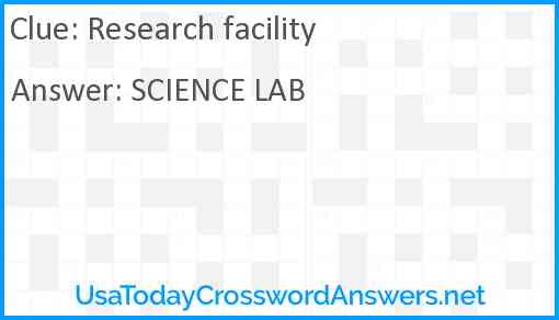 Research facility Answer