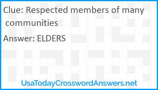 Respected members of many communities Answer