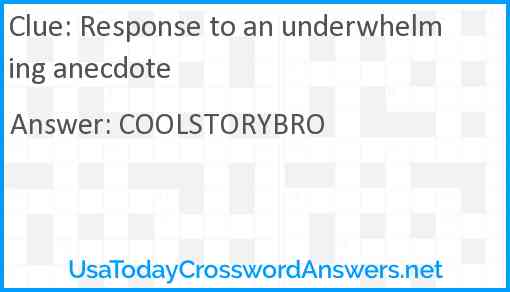 Response to an underwhelming anecdote Answer