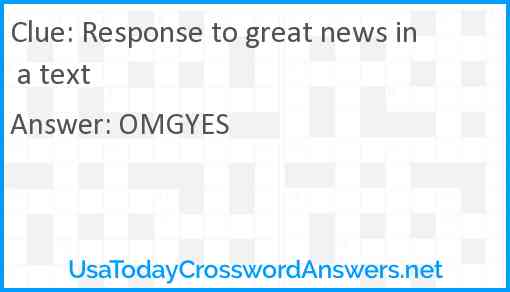 Response to great news in a text Answer