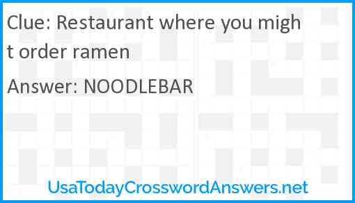 Restaurant where you might order ramen Answer
