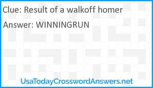 Result of a walkoff homer Answer