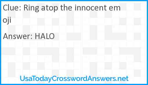 Ring atop the innocent emoji Answer