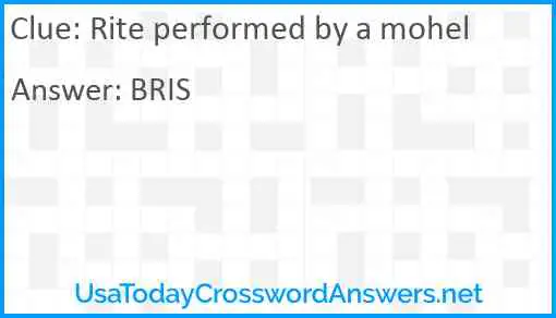 Rite performed by a mohel Answer