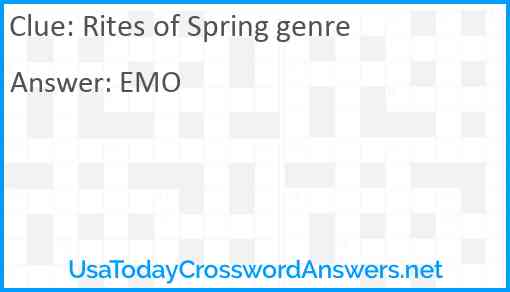 Rites of Spring genre Answer