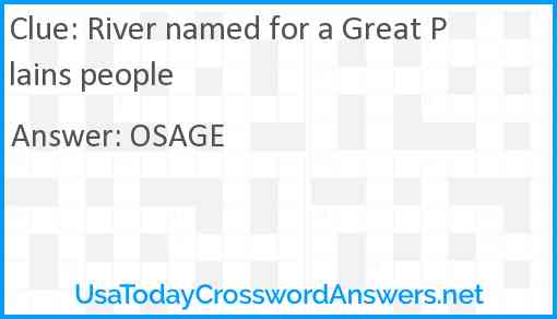 River named for a Great Plains people Answer