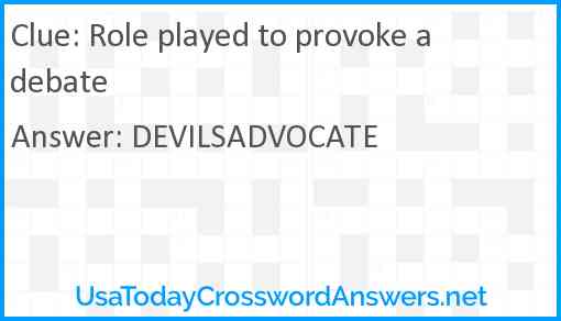 Role played to provoke a debate Answer