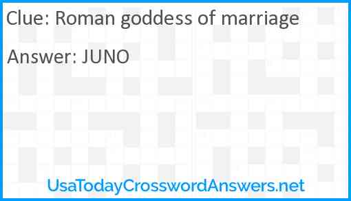 Roman goddess of marriage Answer