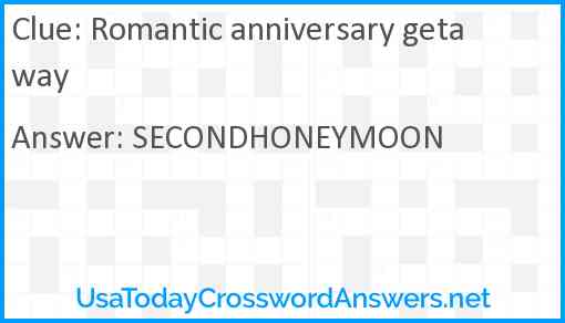 Romantic anniversary getaway Answer