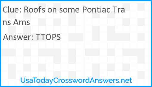 Roofs on some Pontiac Trans Ams Answer