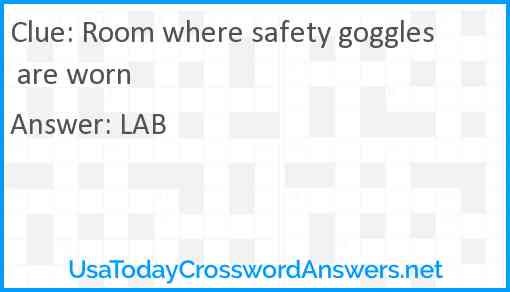 Room where safety goggles are worn Answer