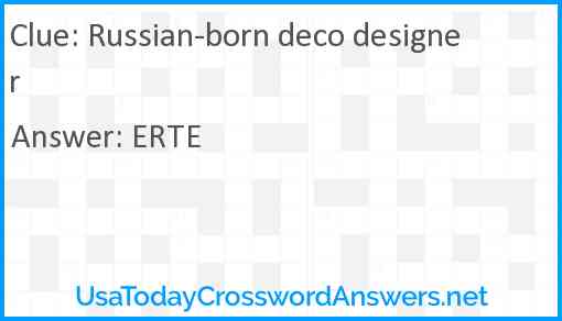 Russian-born deco designer Answer