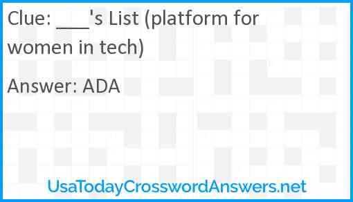 ___'s List (platform for women in tech) Answer