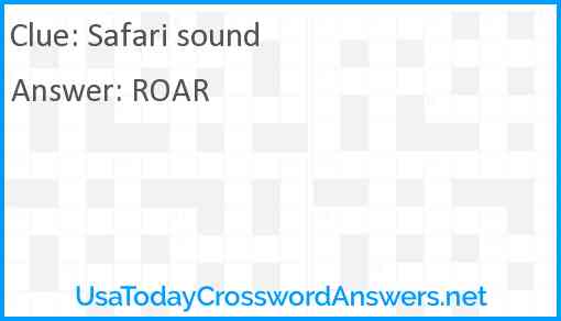 Safari sound Answer