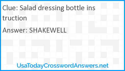Salad dressing bottle instruction Answer