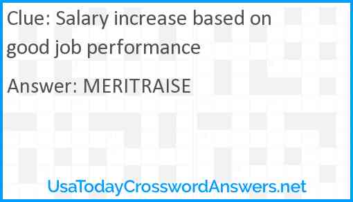 Salary increase based on good job performance Answer