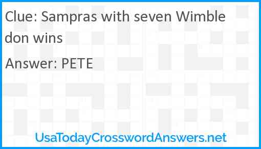 Sampras with seven Wimbledon wins Answer