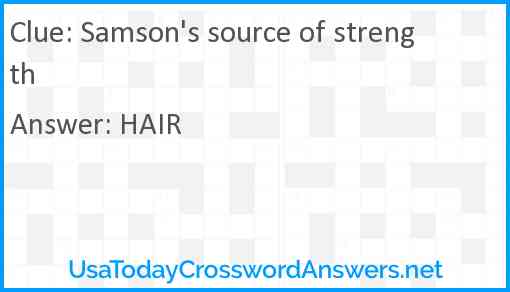 Samson's source of strength Answer