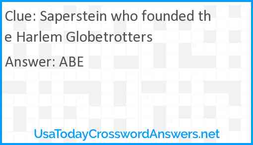 Saperstein who founded the Harlem Globetrotters Answer
