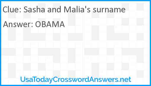 Sasha and Malia's surname Answer