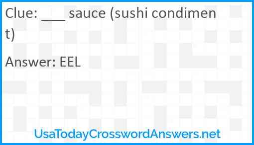 ___ sauce (sushi condiment) Answer