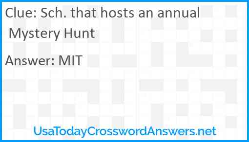 Sch. that hosts an annual Mystery Hunt Answer