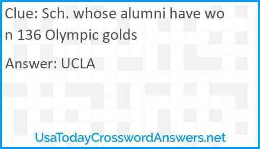 Sch. whose alumni have won 136 Olympic golds Answer