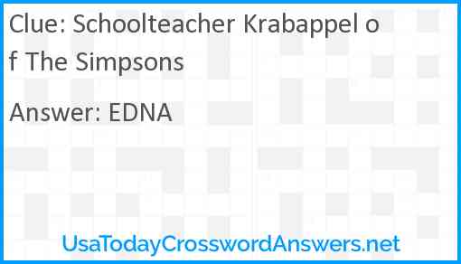 Schoolteacher Krabappel of The Simpsons Answer