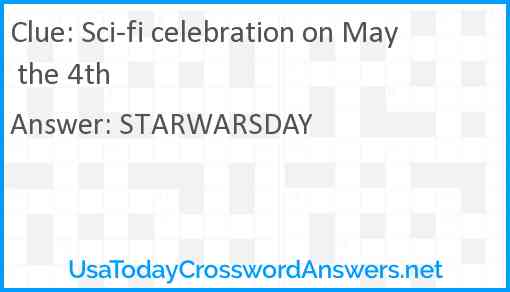 Sci-fi celebration on May the 4th Answer
