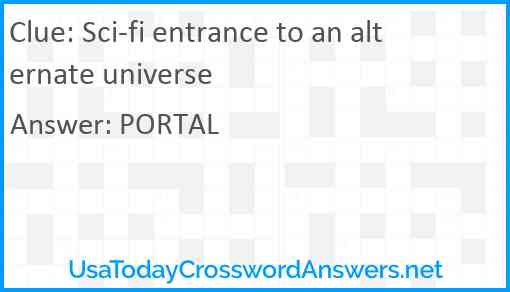 Sci-fi entrance to an alternate universe Answer