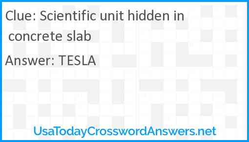 Scientific unit hidden in concrete slab Answer