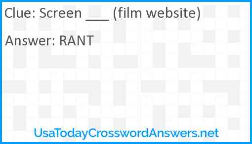 Screen ___ (film website) Answer