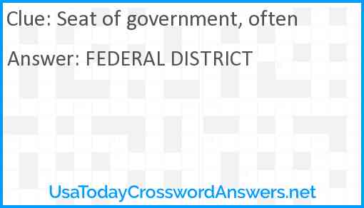 Seat of government, often Answer