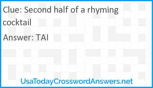 Second half of a rhyming cocktail Answer