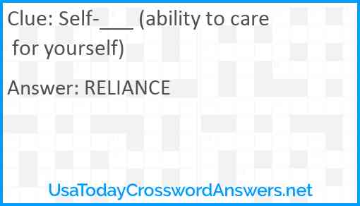Self-___ (ability to care for yourself) Answer