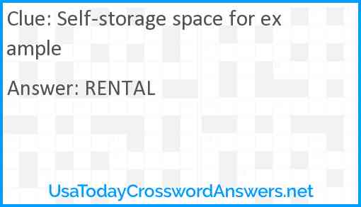 Self-storage space for example Answer