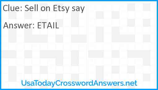 Sell on Etsy say Answer
