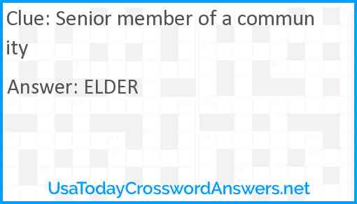 Senior member of a community Answer